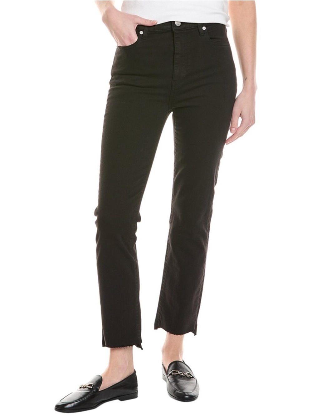 FRAME Black Cotton Denim Le High Straight Raw Stagger Jeans - 25W NWT